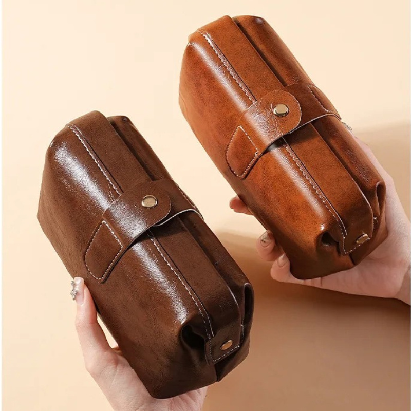 Luxury Skincare Accessories - Vintage'owa kosmetyczka z luksusowej skóry PU,